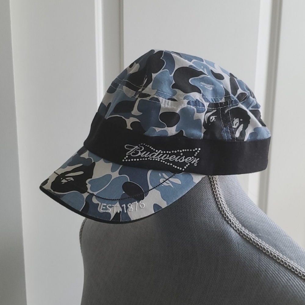 women's blue camo budweiser hat